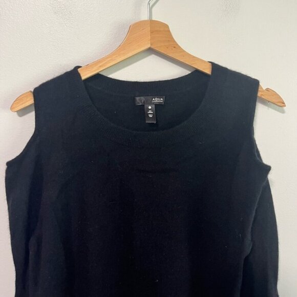 Aqua Cashmere Women’s Black Cold Shoulder Sweater – Size L - Picture 7 of 10